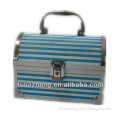 Portable Mini Blue Stripes Pattern PVC Ladies Handbags Box, w/ Aluminum Frame & Detachable Drawer, RZ-AJC106